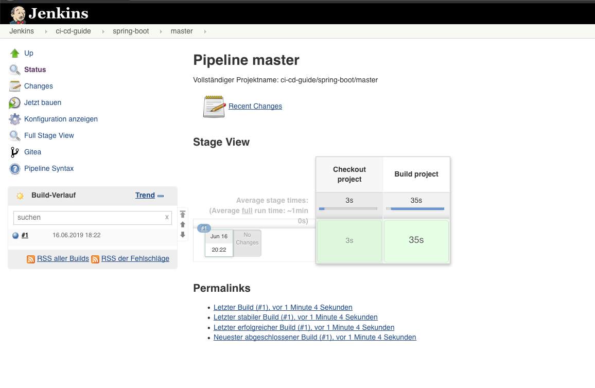 Jenkins pipeline first Build